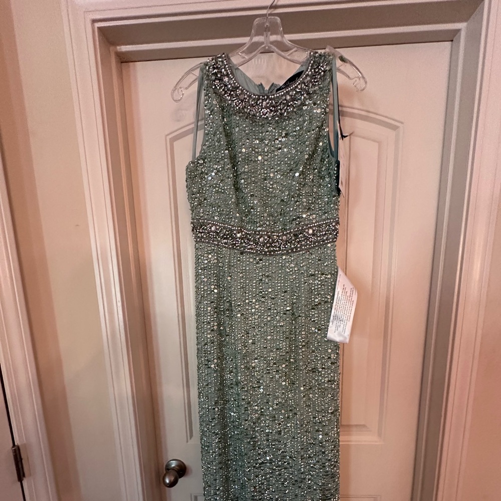 Mac Duggal Fully-sequined, floor-length sleeveless column gown.